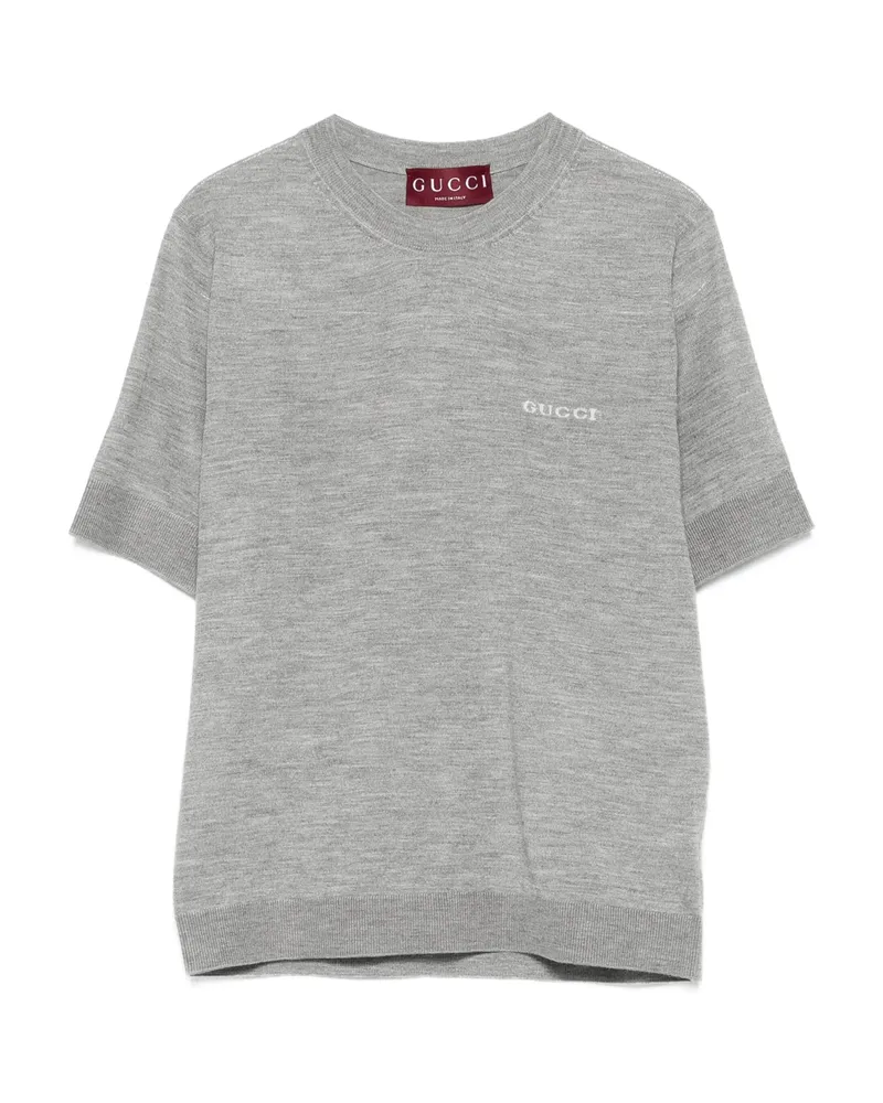 Gucci Logo-embroidered Short-sleeve T-shirt Grey
