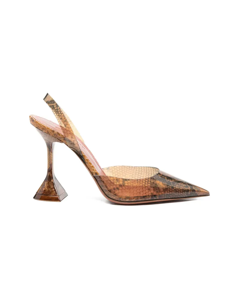 Amina Muaddi Holli Snake-effect Pumps Brown