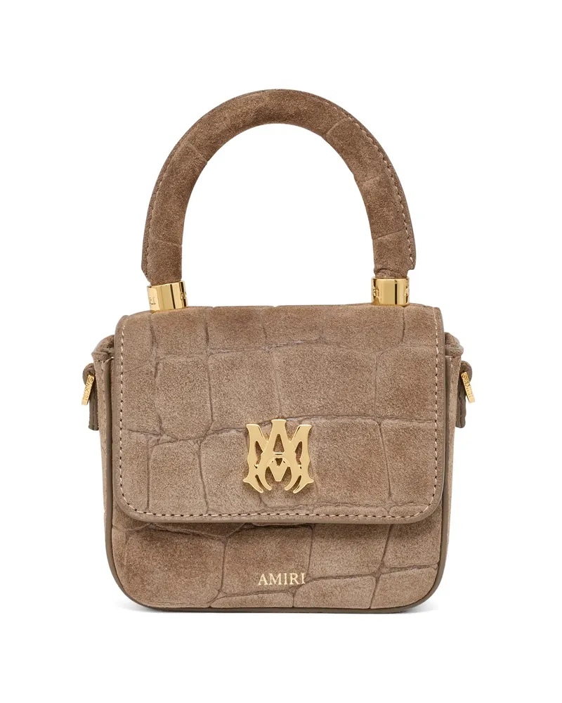 Amiri Nano Ma Crocodile-effect Top-handle Leather Bag Brown