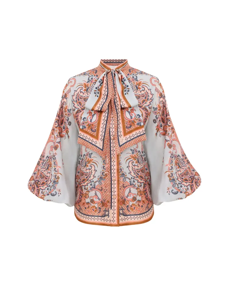 Zimmermann Aster Tie-neck Blouse Blue