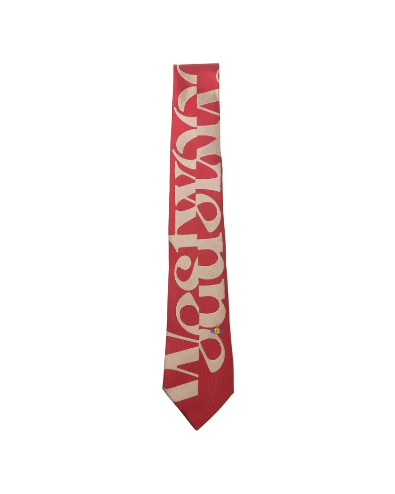 Vivienne Westwood Logo-print Silk Tie Red