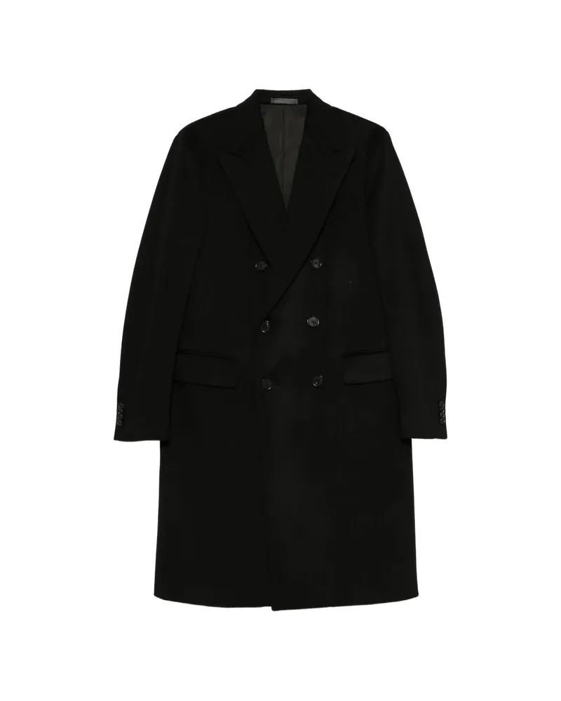 Caruso Double-breasted Peaked-lapel Coat Black