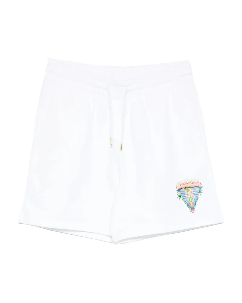 Casablanca Paris Innocence Triangle Drawstring Graphic Track Shorts White