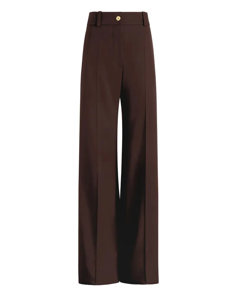 Patou Tailored Gold-button Trousers Brown