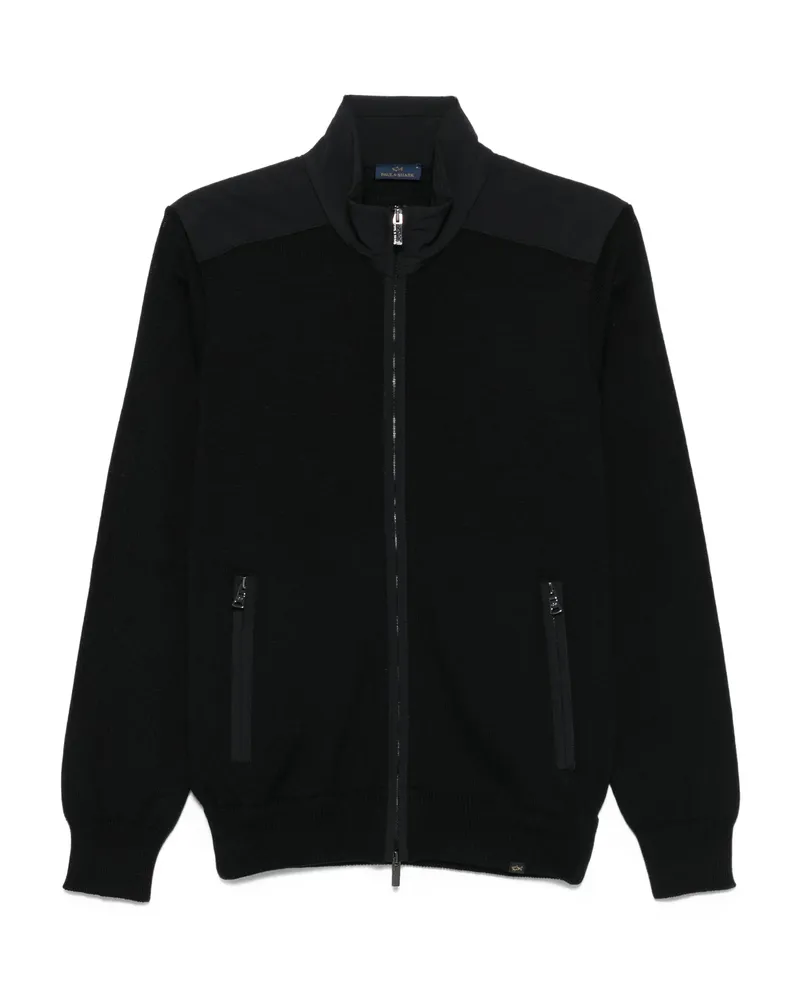 Paul & Shark Wool Zip-up Cardigan Black