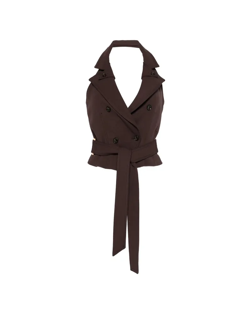 Elisabetta Franchi V-neck Top Brown