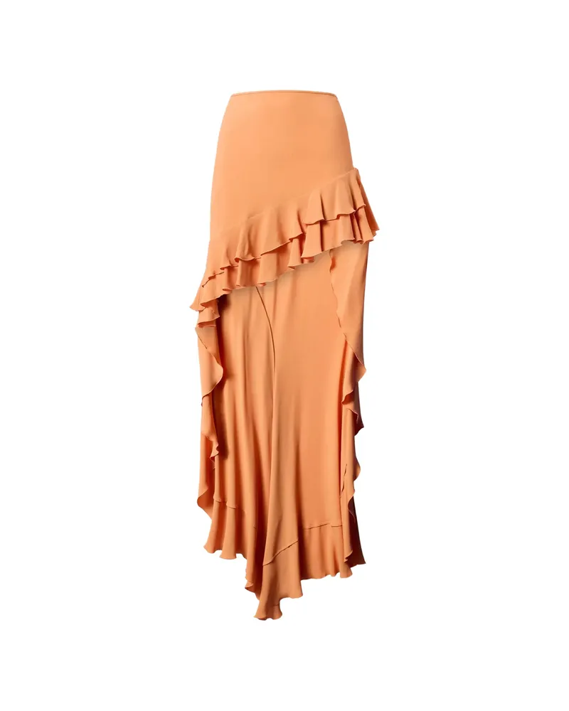 ANDAMANE Camelia Ruffled Asymmetric Skirt Orange