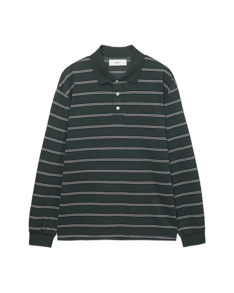 Dunst Striped Long-sleeve Polo Shirt Green