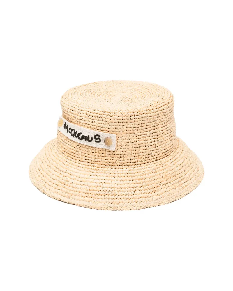 Jacquemus The Plage Logo-patch Raffia Hat Neutrals