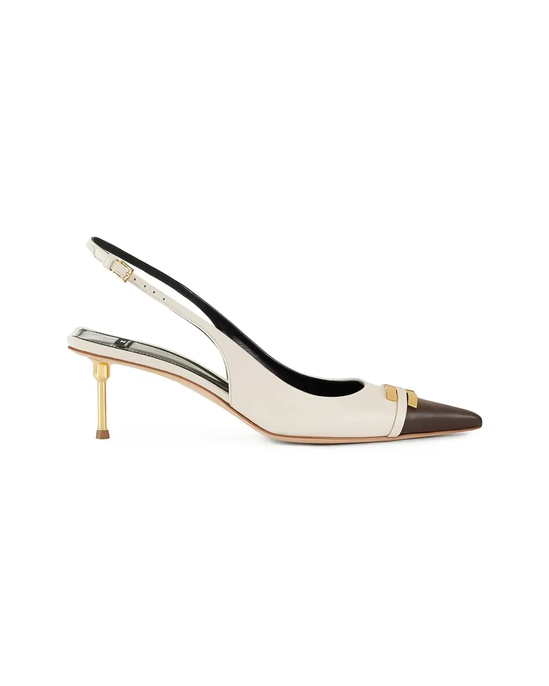 Elisabetta Franchi Contrasting Logo-detail Slingback Pumps Neutrals