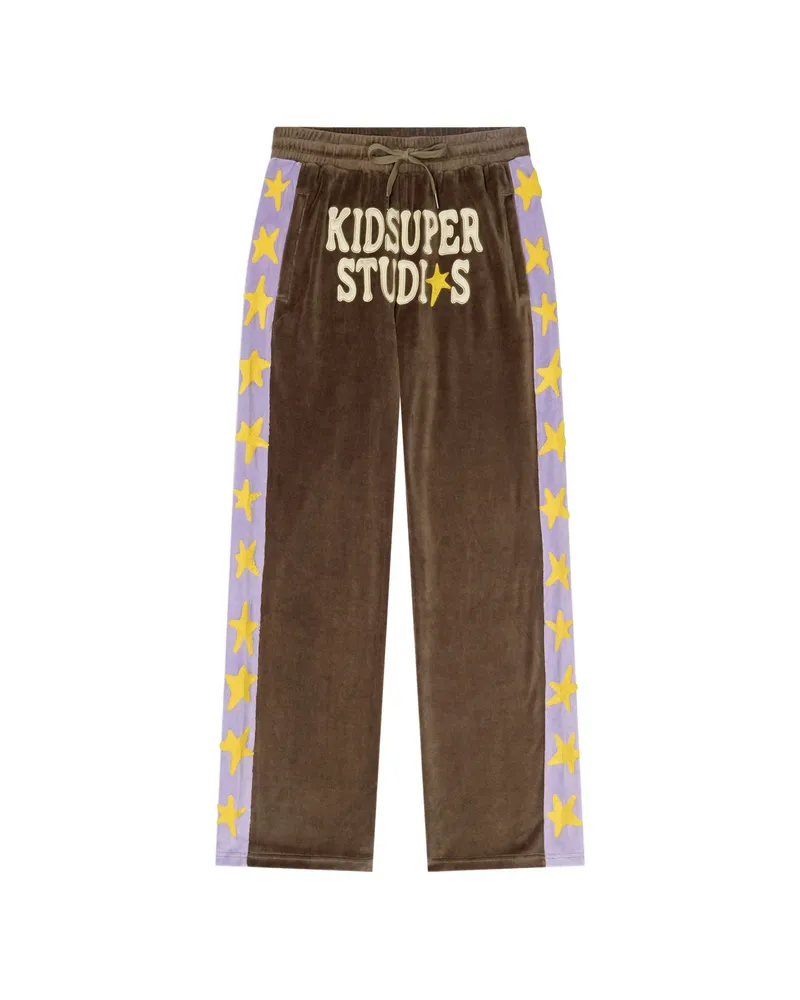 KidSuper Stars Velour Trousers Brown
