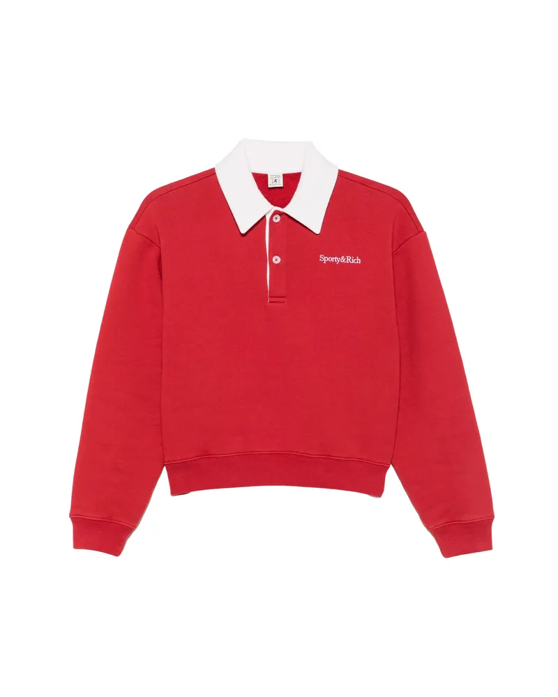SPORTY & RICH Evin Logo-print Polo Shirt Red