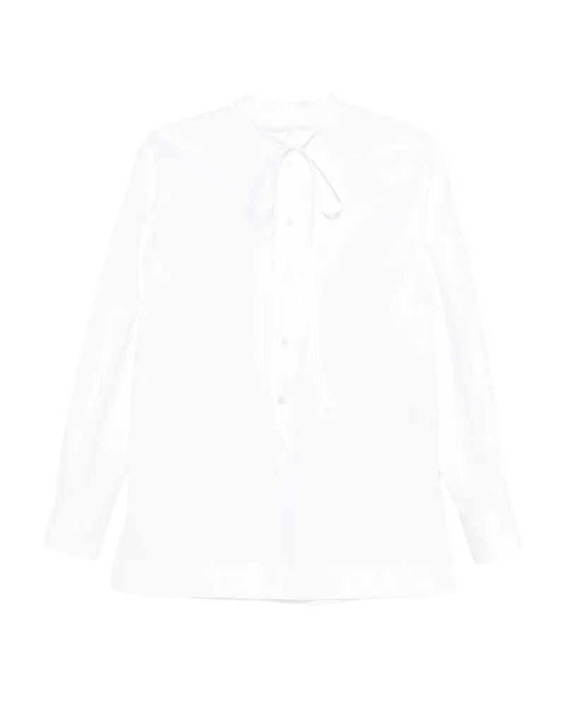 Gucci Neck-tie Long-sleeve Top White