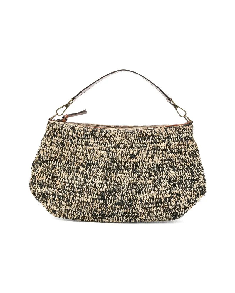 IBELIV Trim-leather Woven Shoulder Bag Neutrals