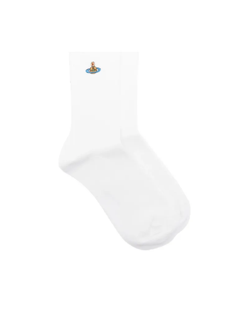 Vivienne Westwood Checked Logo Socks White