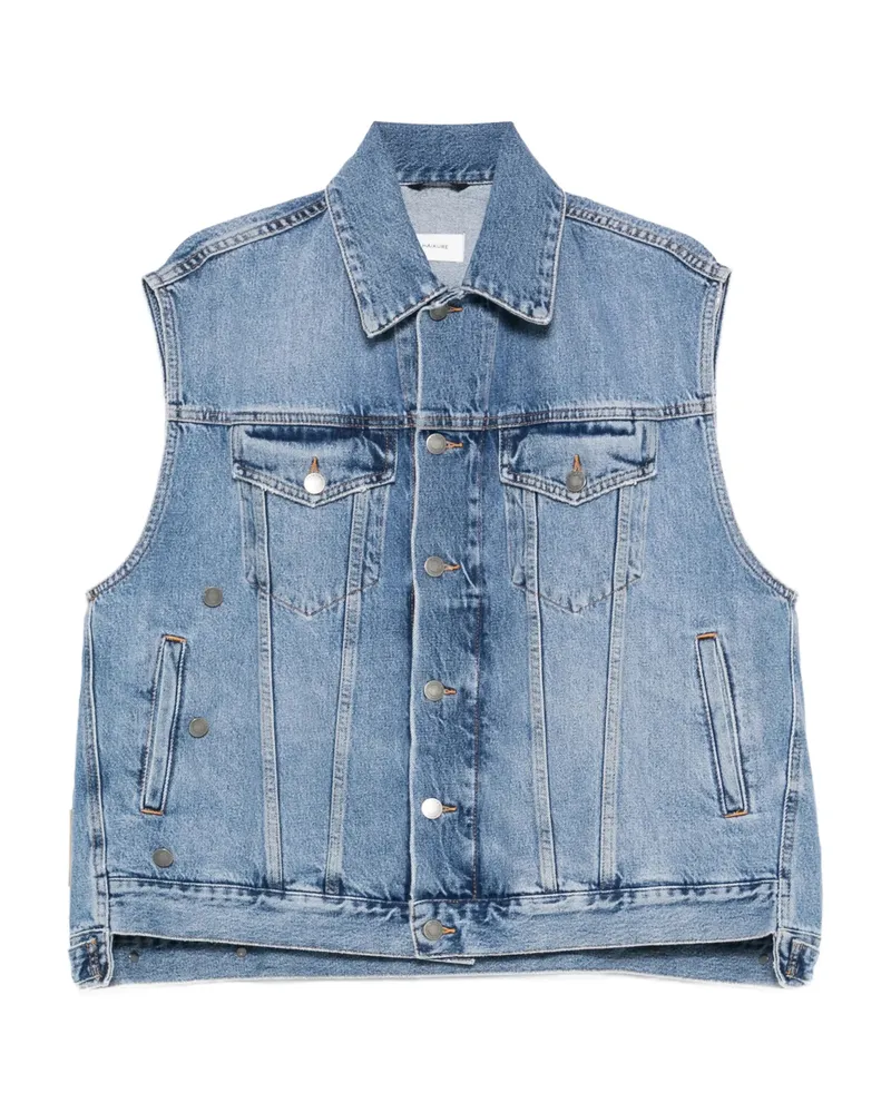 Haikure Button Denim Gilet Blue