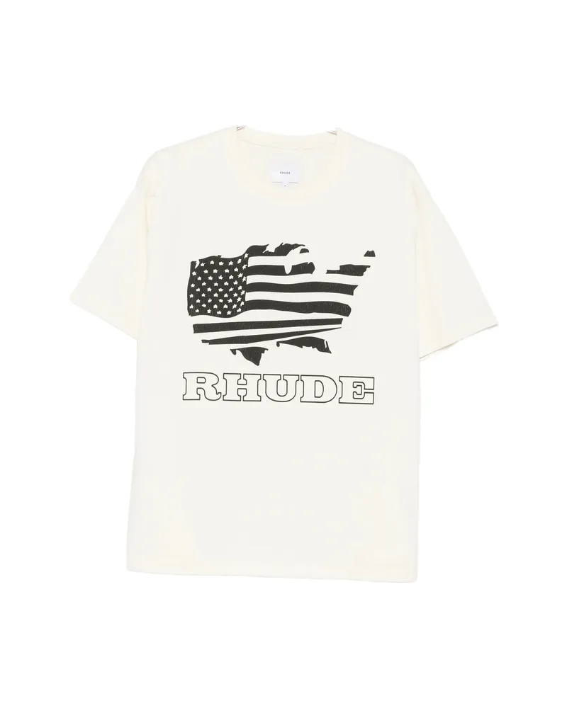 RHUDE Graphic-print T-shirt Neutrals