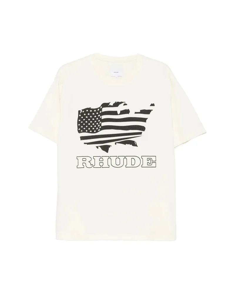 RHUDE Graphic-print T-shirt Neutrals