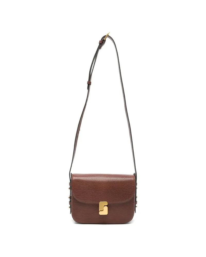 Soeur Bellissima Lizard-effect Leather Shoulder Bag Brown