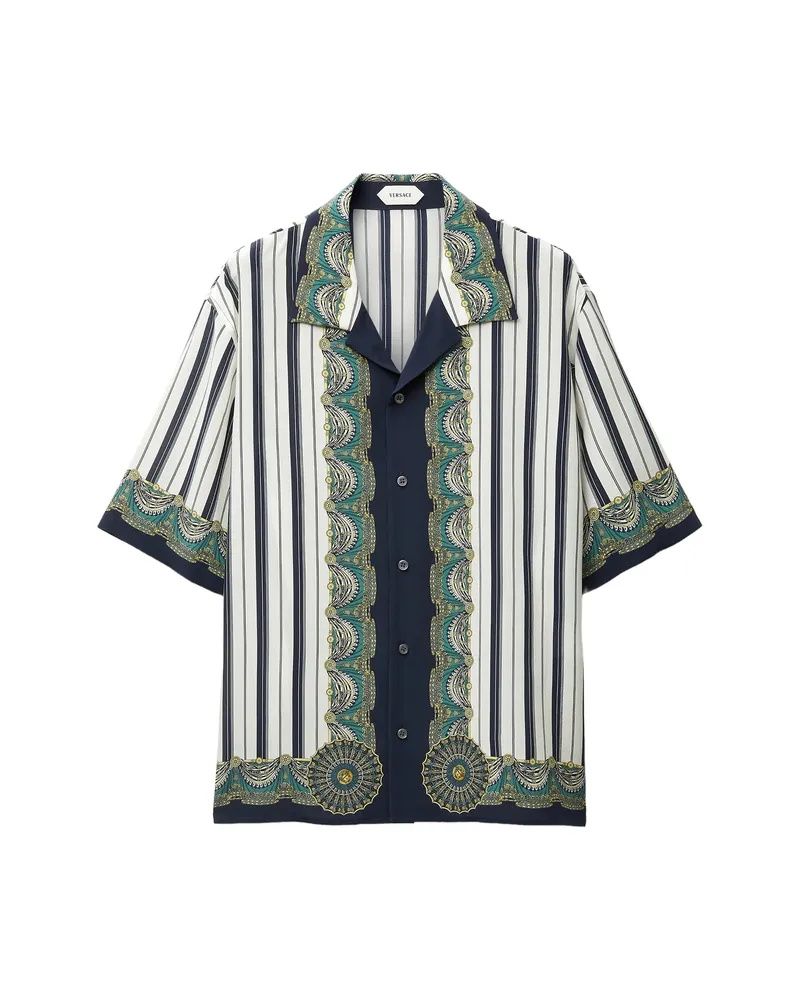 Versace Printed Crêpe De Chine Silk Shirt White