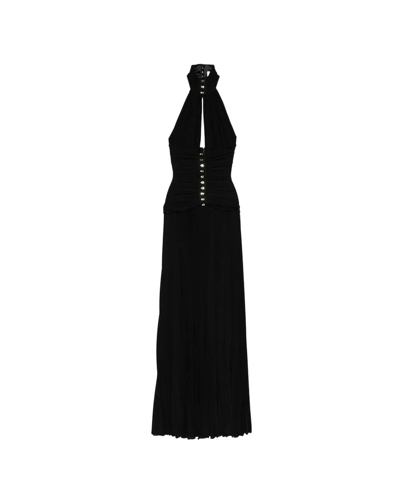 Elisabetta Franchi Halterneck Pleated Maxi Dress Black