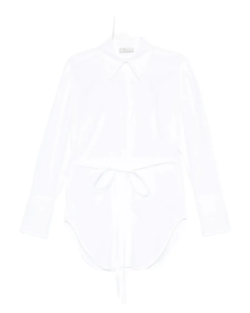 Blumarine Balloon-sleeve Belted Shirt White