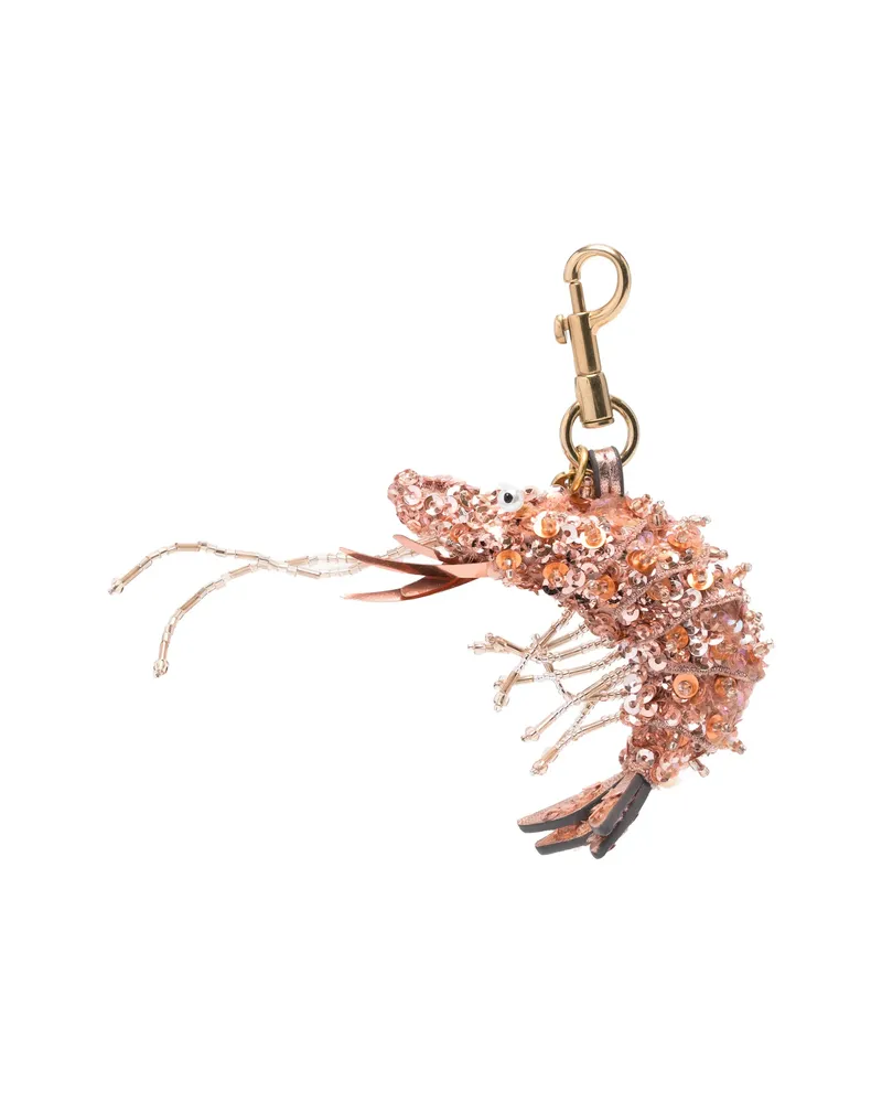 Anya Hindmarch Sequin-embellished Shrimp Keyring Pink