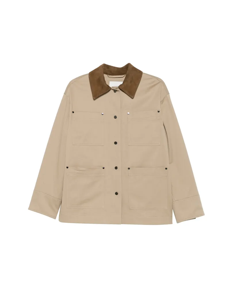 Joseph Suede-collar Utility Jacket Neutrals