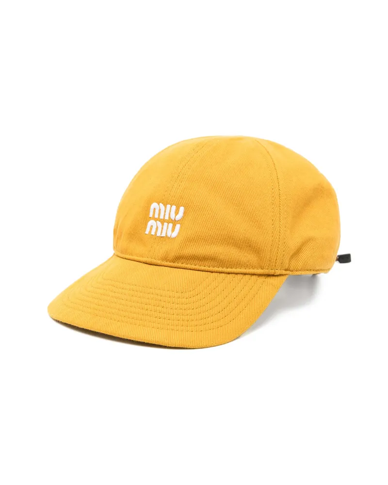 Miu Miu Logo-embroidered Hat Yellow