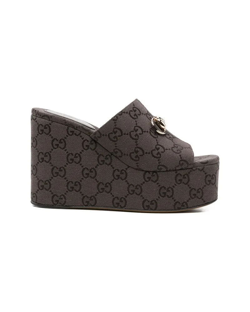 Gucci GG Horsebit Platform Sandals Brown