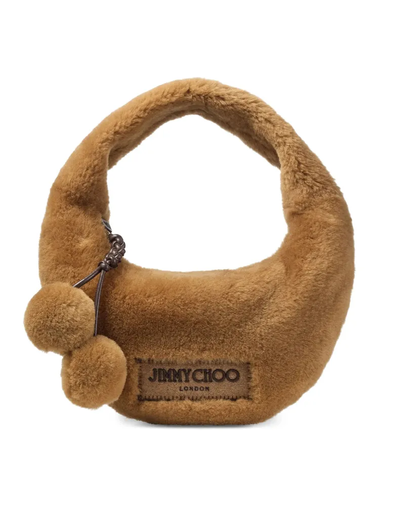 Jimmy Choo Winter Shearling Shoulder Bag Brown