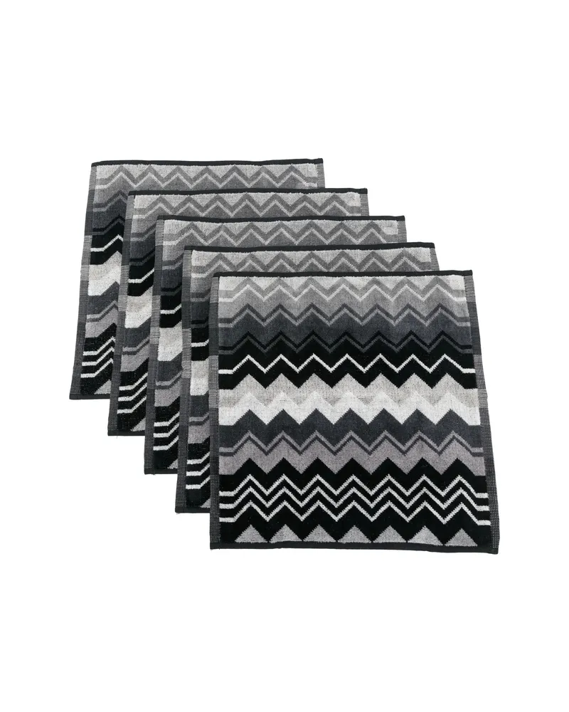 Missoni Home Giacomo Zigzag-pattern Face Towels (set Of Six Grey