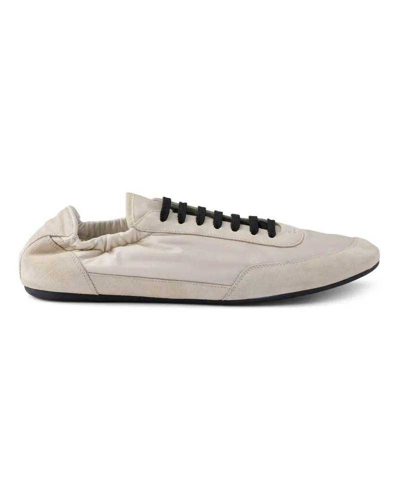 Prada Collapse Re-Nylon Suede Sneakers Neutrals