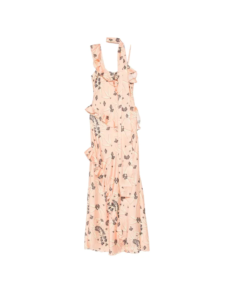 SIEDRES Monica Ruffled Floral Maxi Dress Orange
