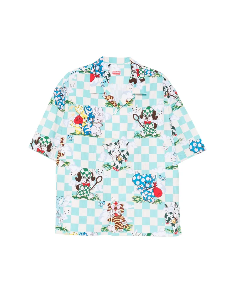Kenzo Check-print Shirt Blue