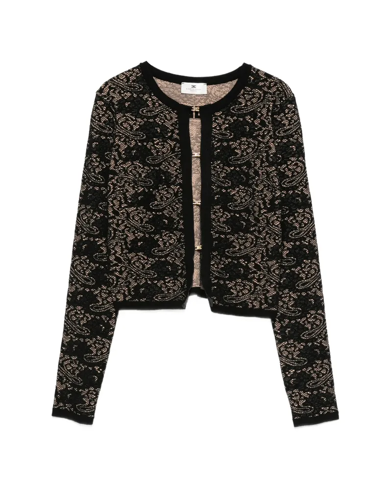 Elisabetta Franchi Lace-pattern Logo-plaque Sweater Black