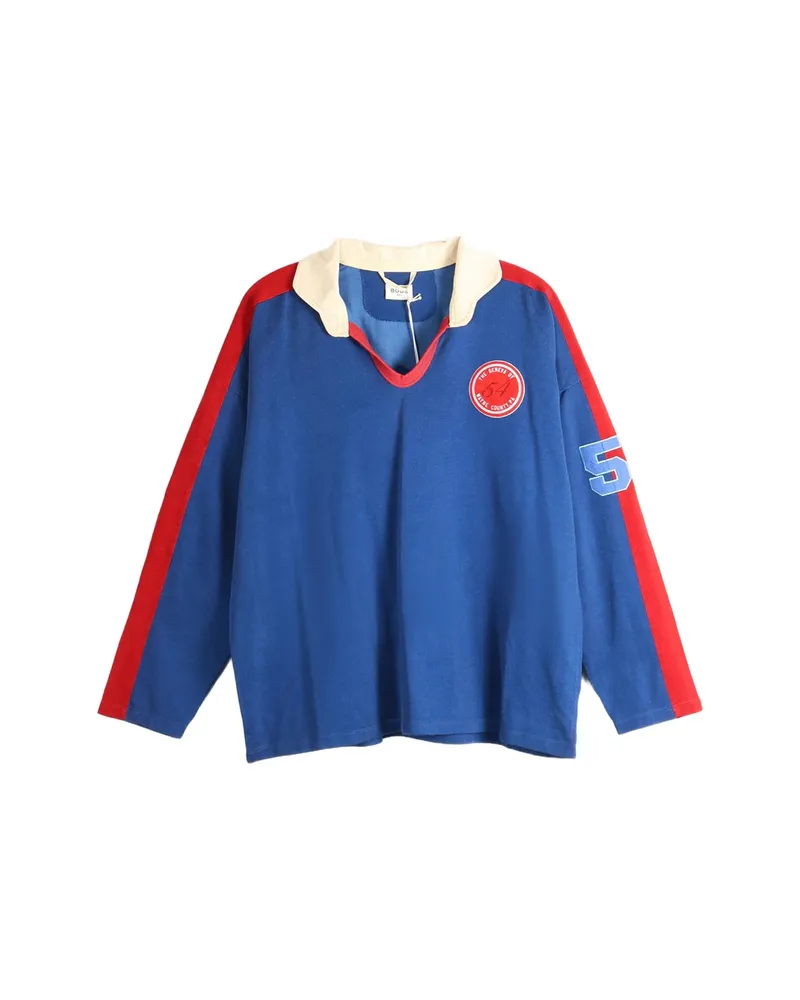 BODE Lakewood Logo-patch Panelled Shirt Blue
