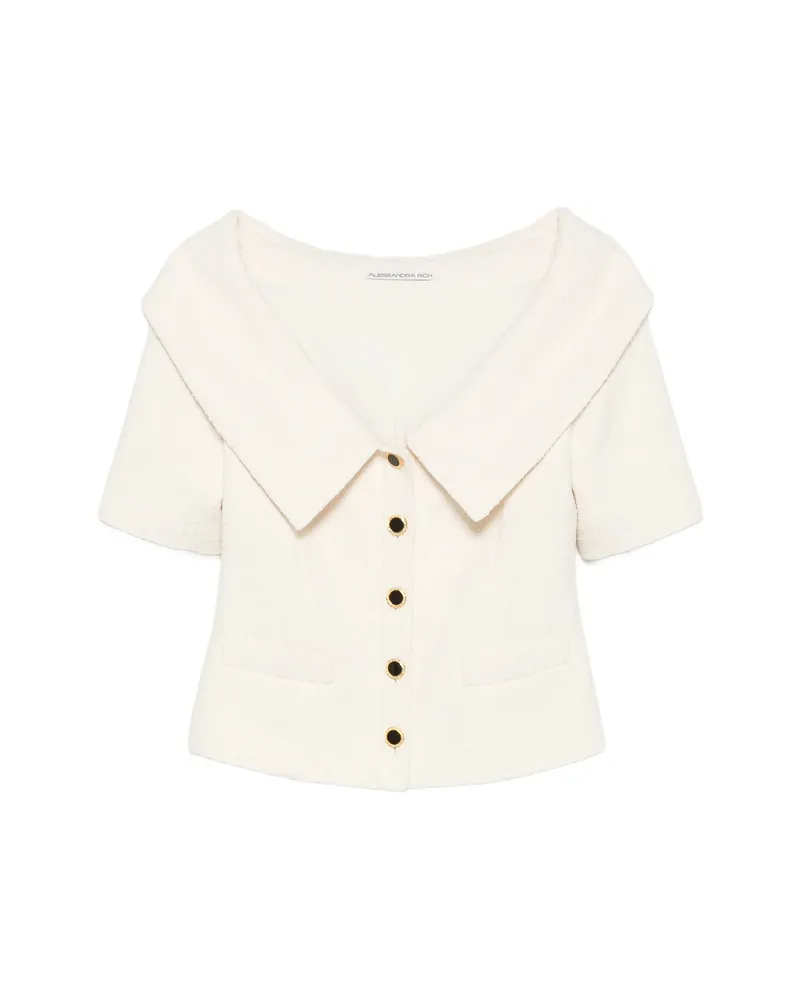 Alessandra Rich Off-shoulder Button-up Jacket Neutrals