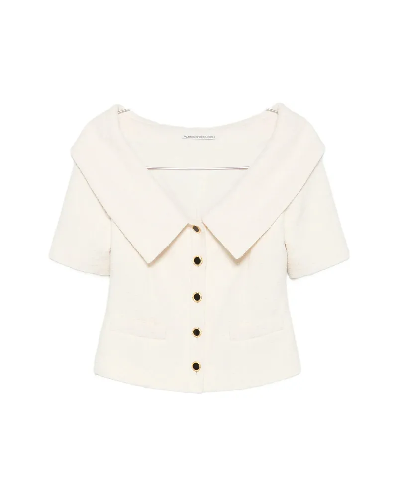 Alessandra Rich Off-shoulder Button-up Jacket Neutrals