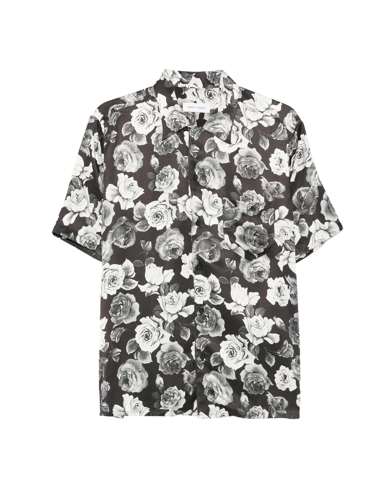 Ernest W. Baker Rose-print Shirt Black