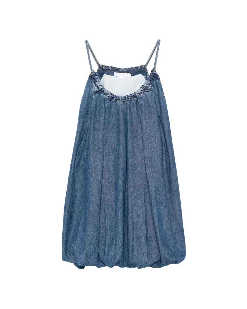 IRO Justina Gathered Spaghetti-strap Dress Blue