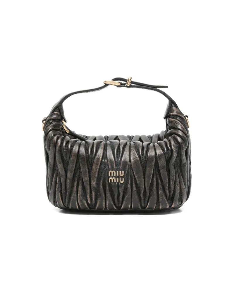 Miu Miu Mini Matelassé Logo-detail Shoulder Bag Brown