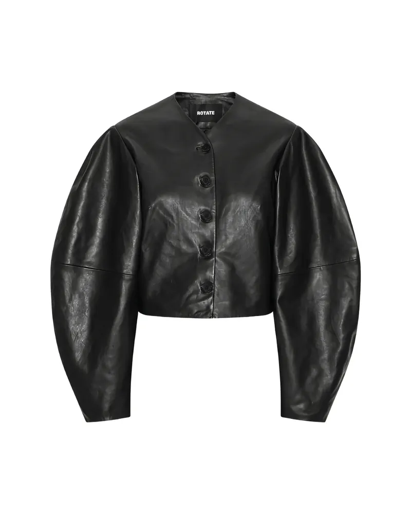 ROTATE Birger Christensen Button Leather Jacket Black