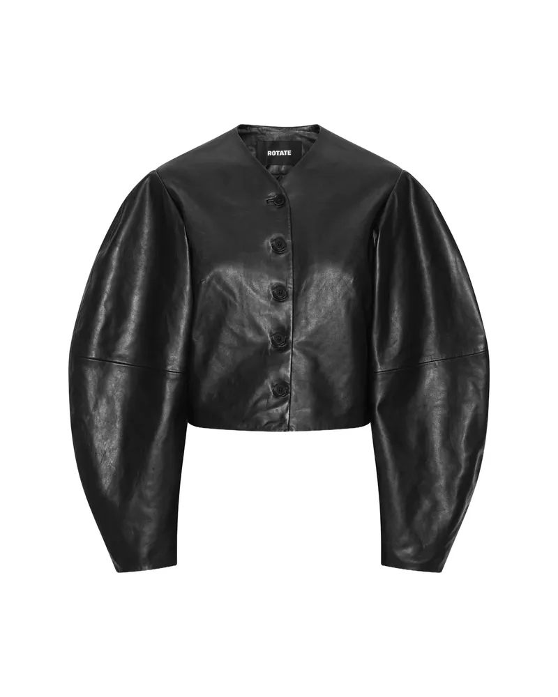 ROTATE Birger Christensen Button Leather Jacket Black