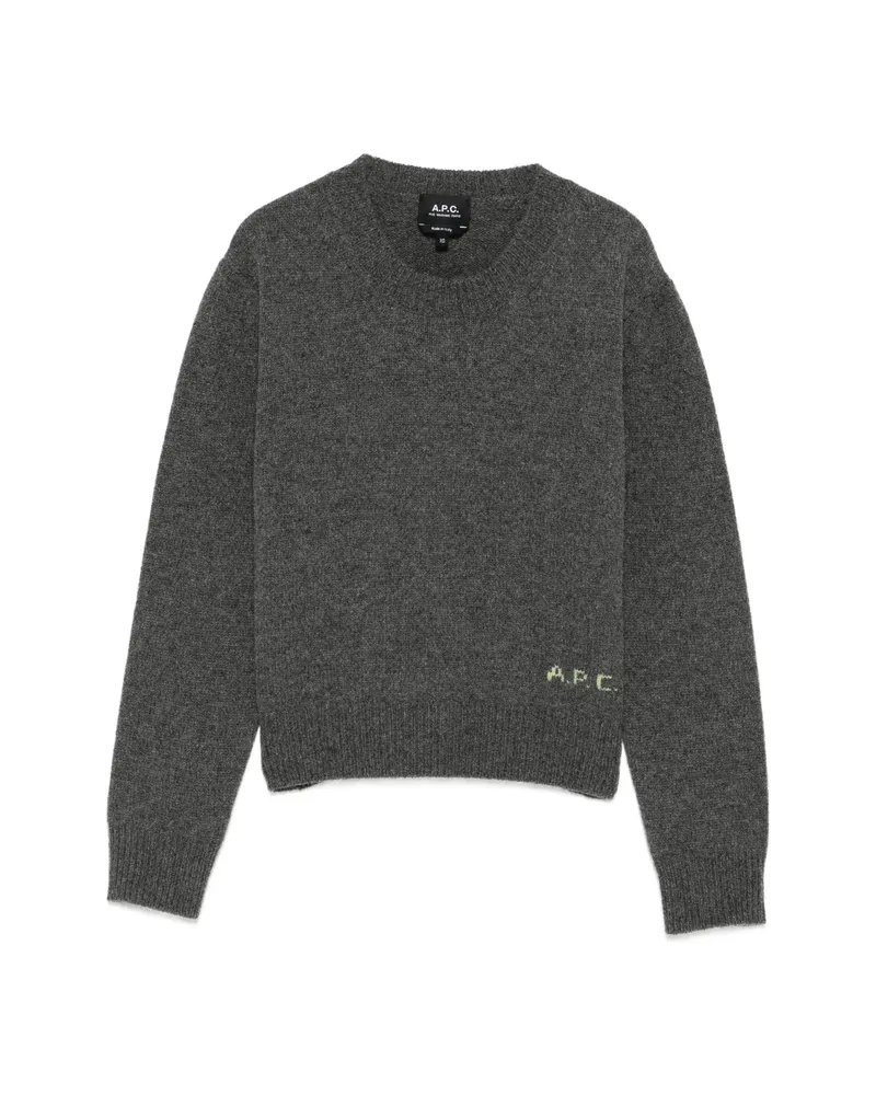A.P.C. A. p.c. Logo-knit Crew-neck Sweater Grey
