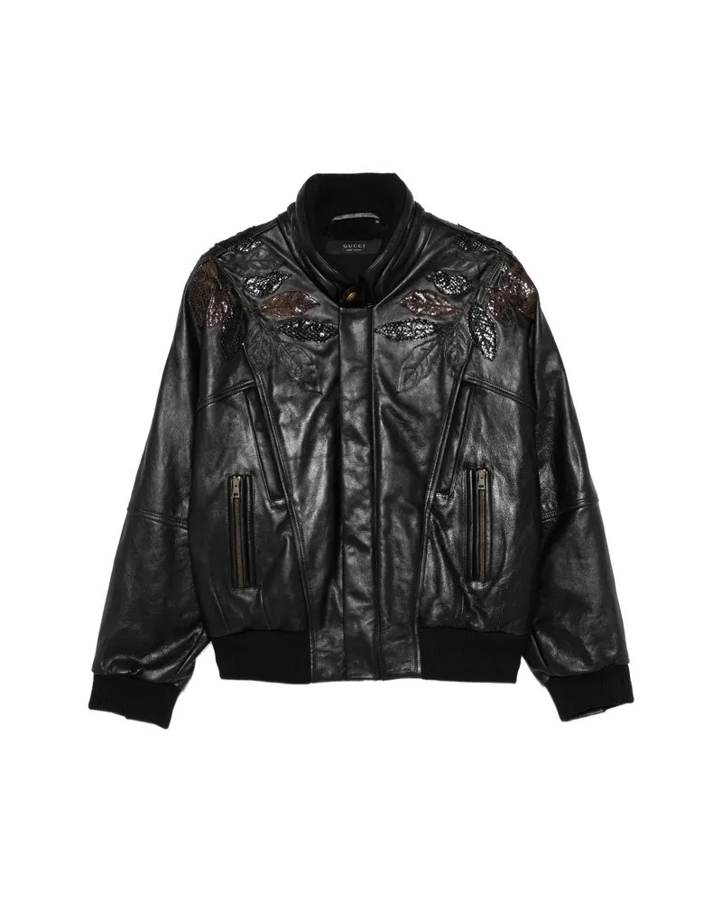 Gucci Leaf-applique Jacket Brown