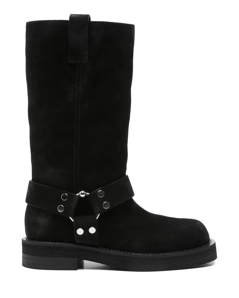 3JUIN Demi Buckle-strap Suede Boots Black