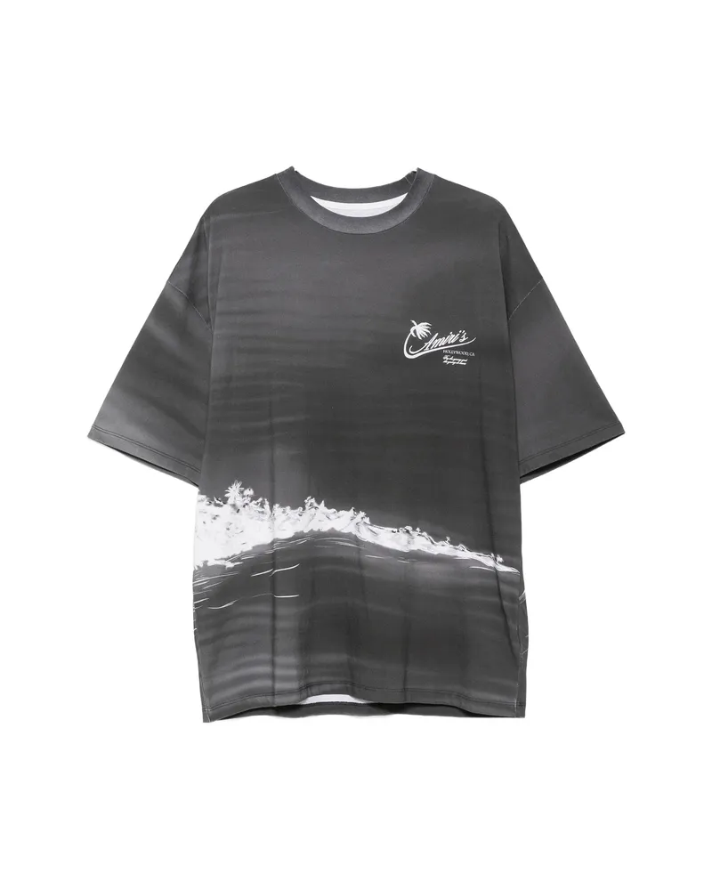 Amiri Palm Tree-print T-shirt Grey