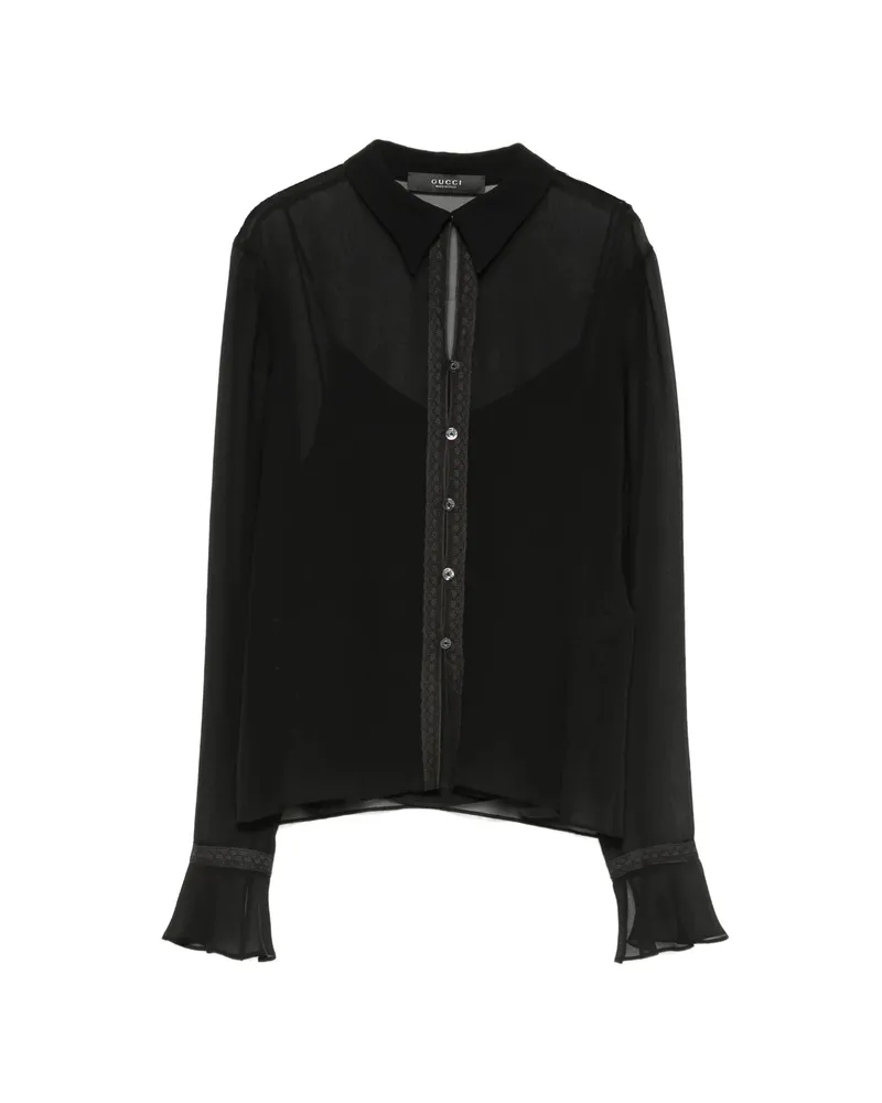 Gucci Lace-trim Sheer Blouse Black