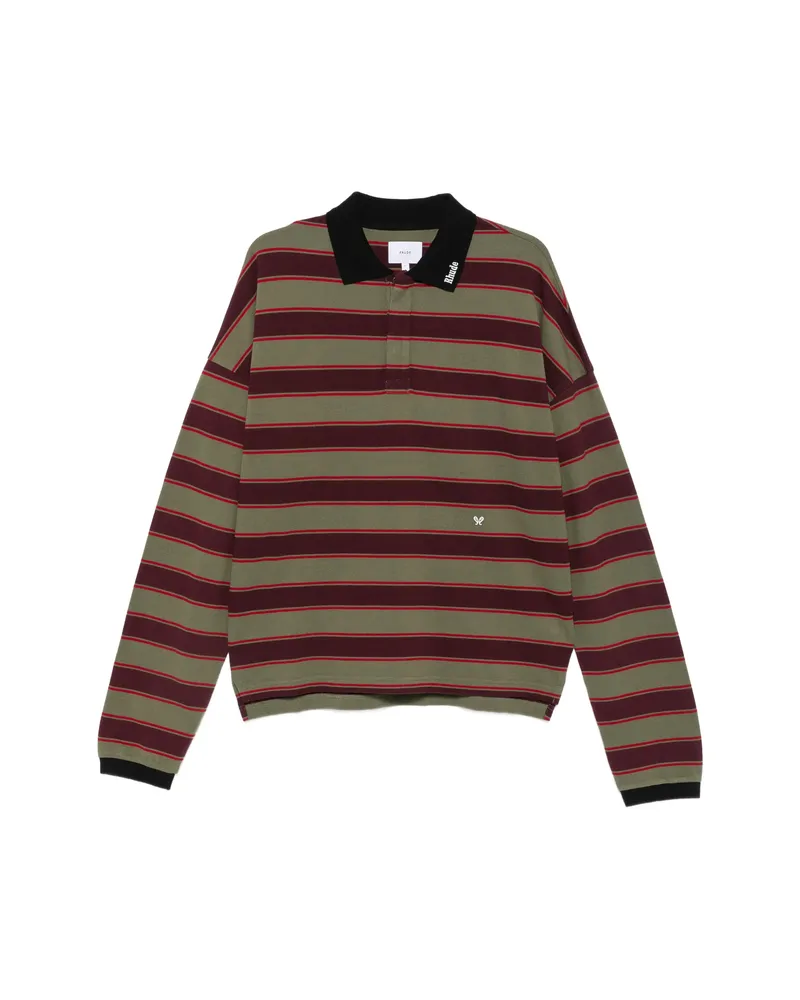 RHUDE Striped Long-sleeve Polo Shirt Green